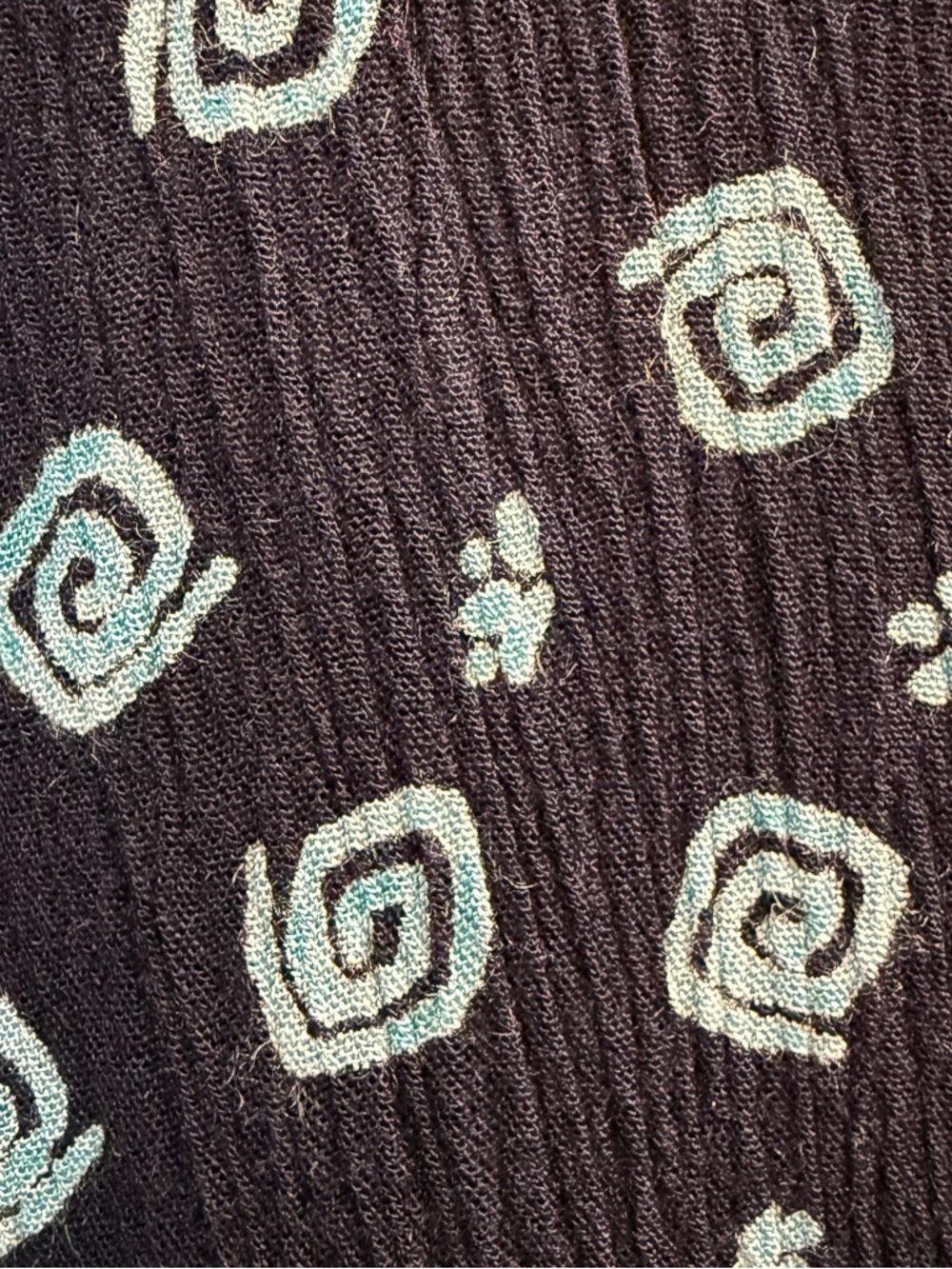 VTG Karin Stevens Blue Swirl Crinkle Rayon Maxi Dress 12 - Picture 4 of 10